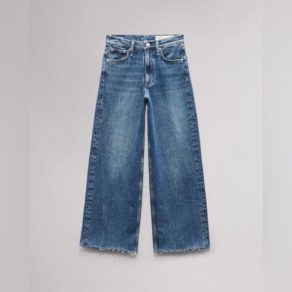 rag & bone Wide Leg Flare Jeans in Medium Blue
